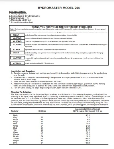 hydromaster-model-204-instruction-sheet-319x319